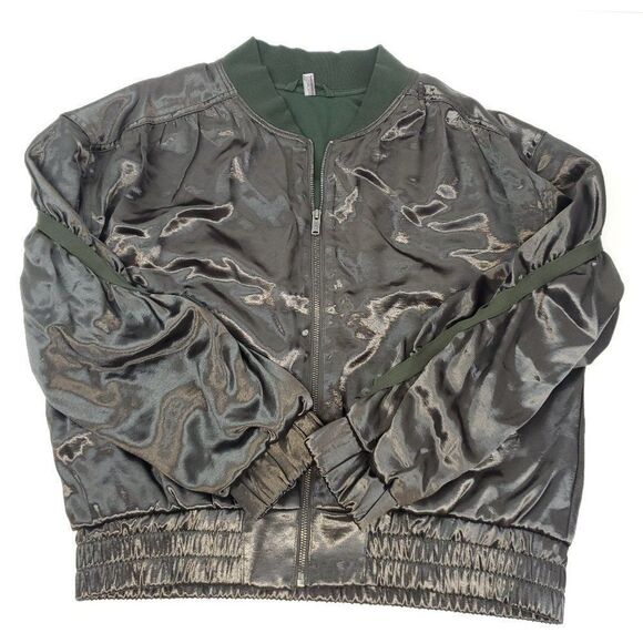 Free People Movement Relay Zip Up Satin Knit Collared Jacket - Picture 12 of 15